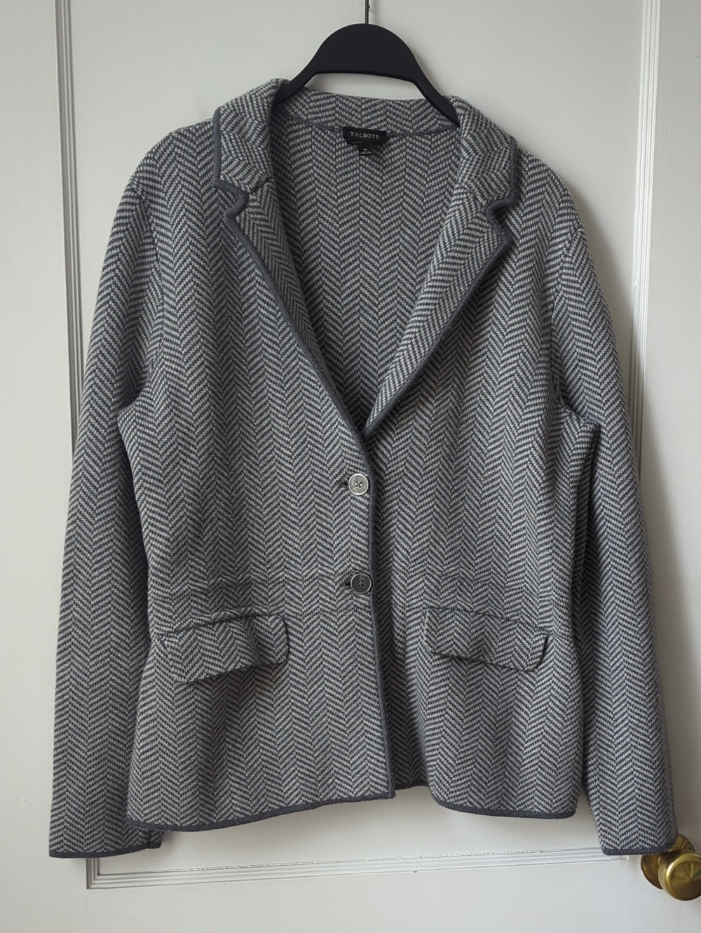 Talbots Herringbone Merino Wool Sweater Jacket Size Medium - Picture 4 of 10